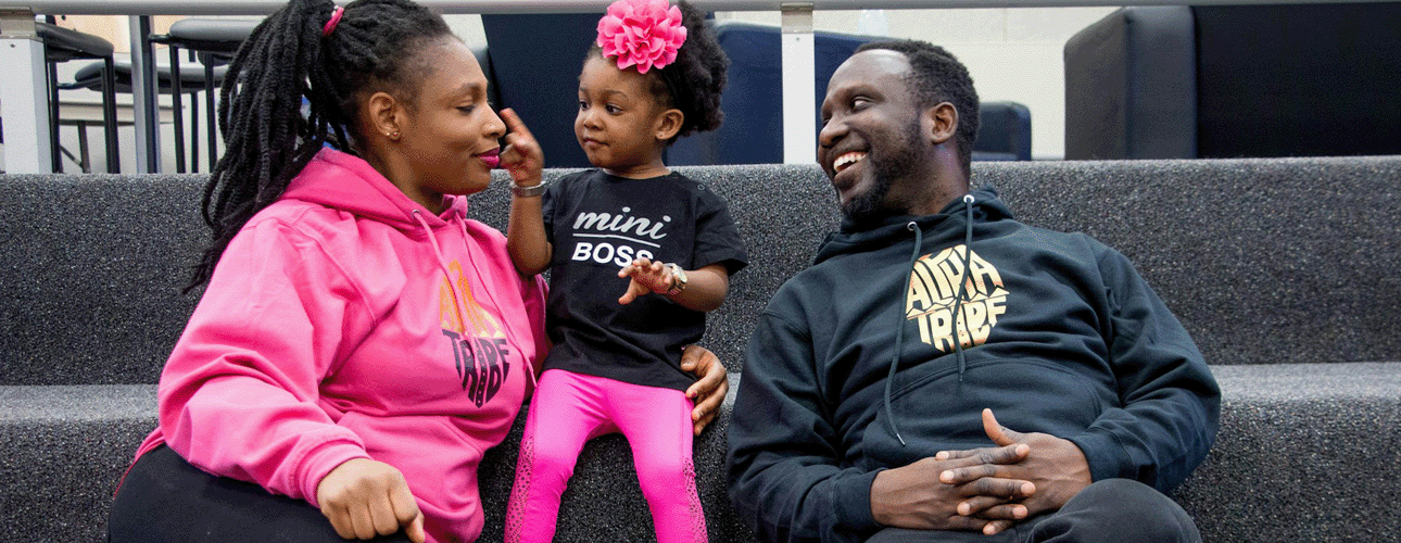 Foster Family on Steps Banner