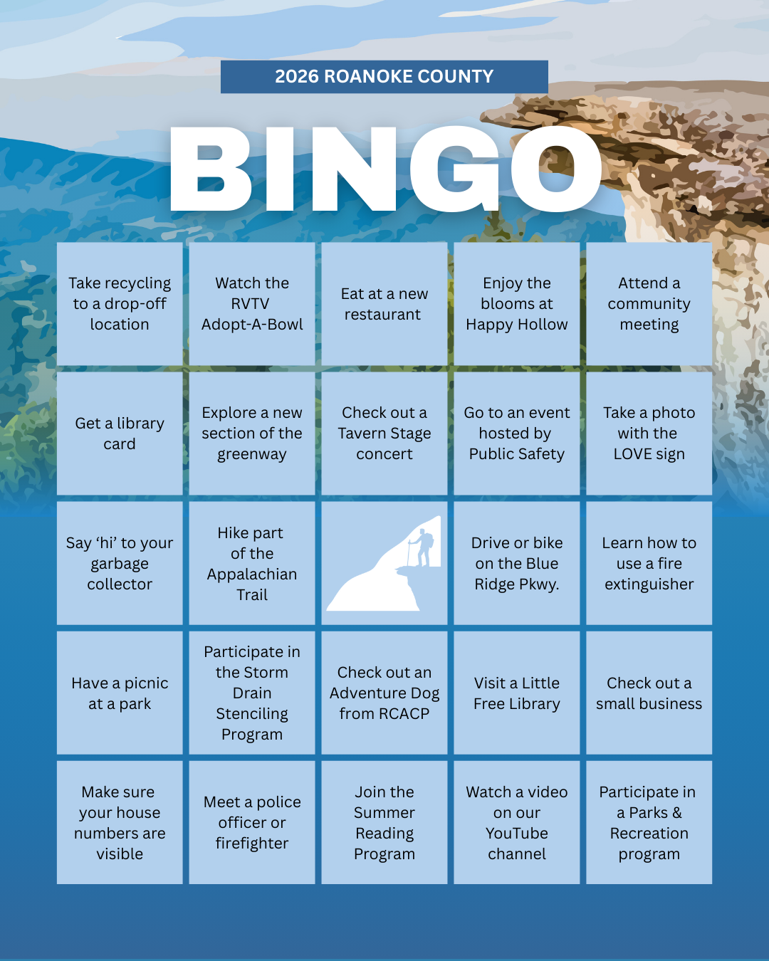 Roanoke County 2026 BINGO card